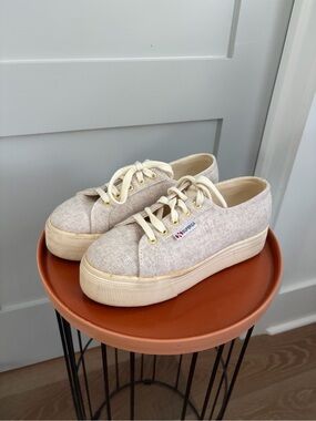 Superga Soft Platform Sneakers in Cream